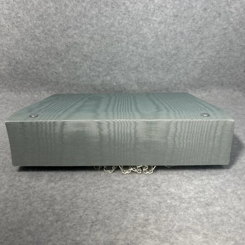 Vtg Handcrafted Greeting Card Keeper Binder Taffeta Fabric Frame Cover Organizer